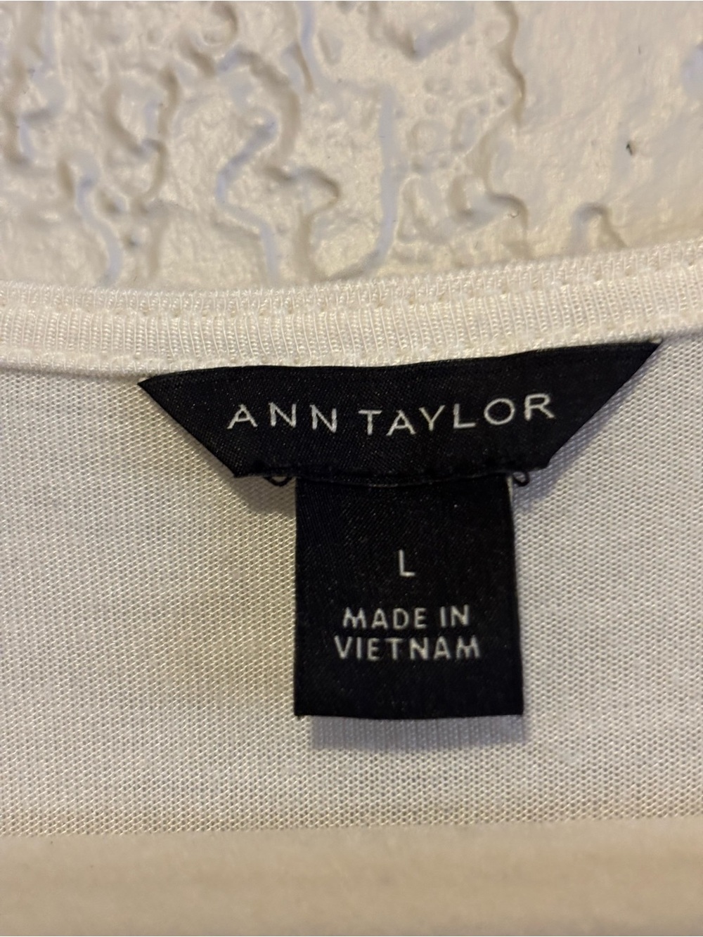 Ann Taylor Black Label on White Tee - Minimal Logo Detail